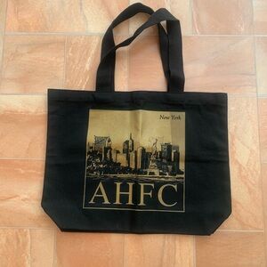 Honda Reusable Black & Gold New York Cityscape Graphic Canvas Tote Bag